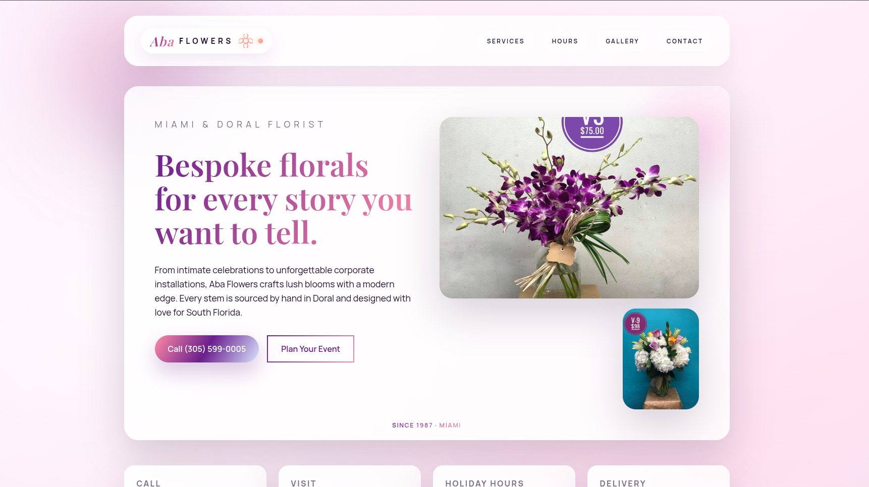 ABA Flowers florist site after redesign