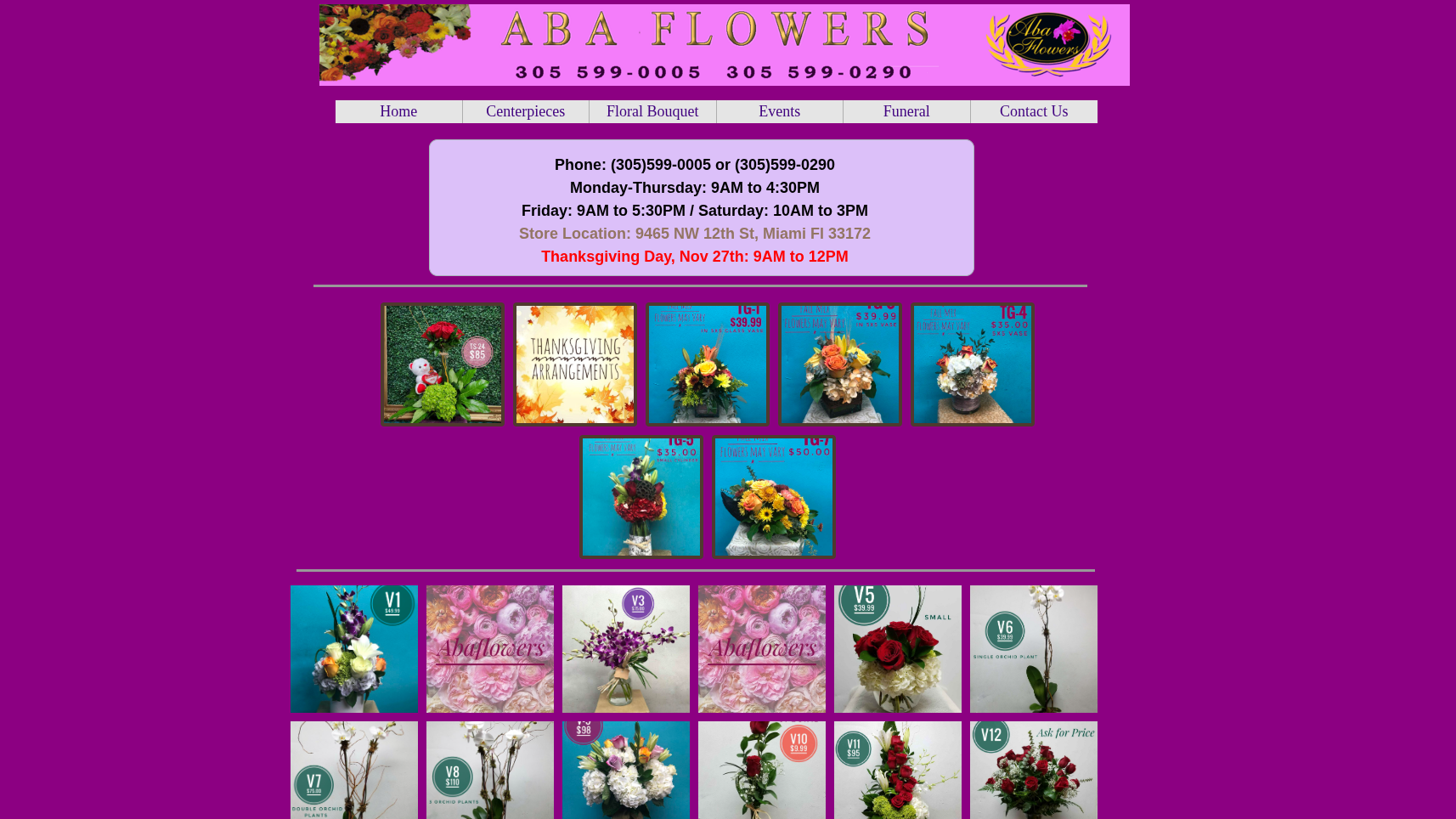 ABA Flowers florist site before redesign
