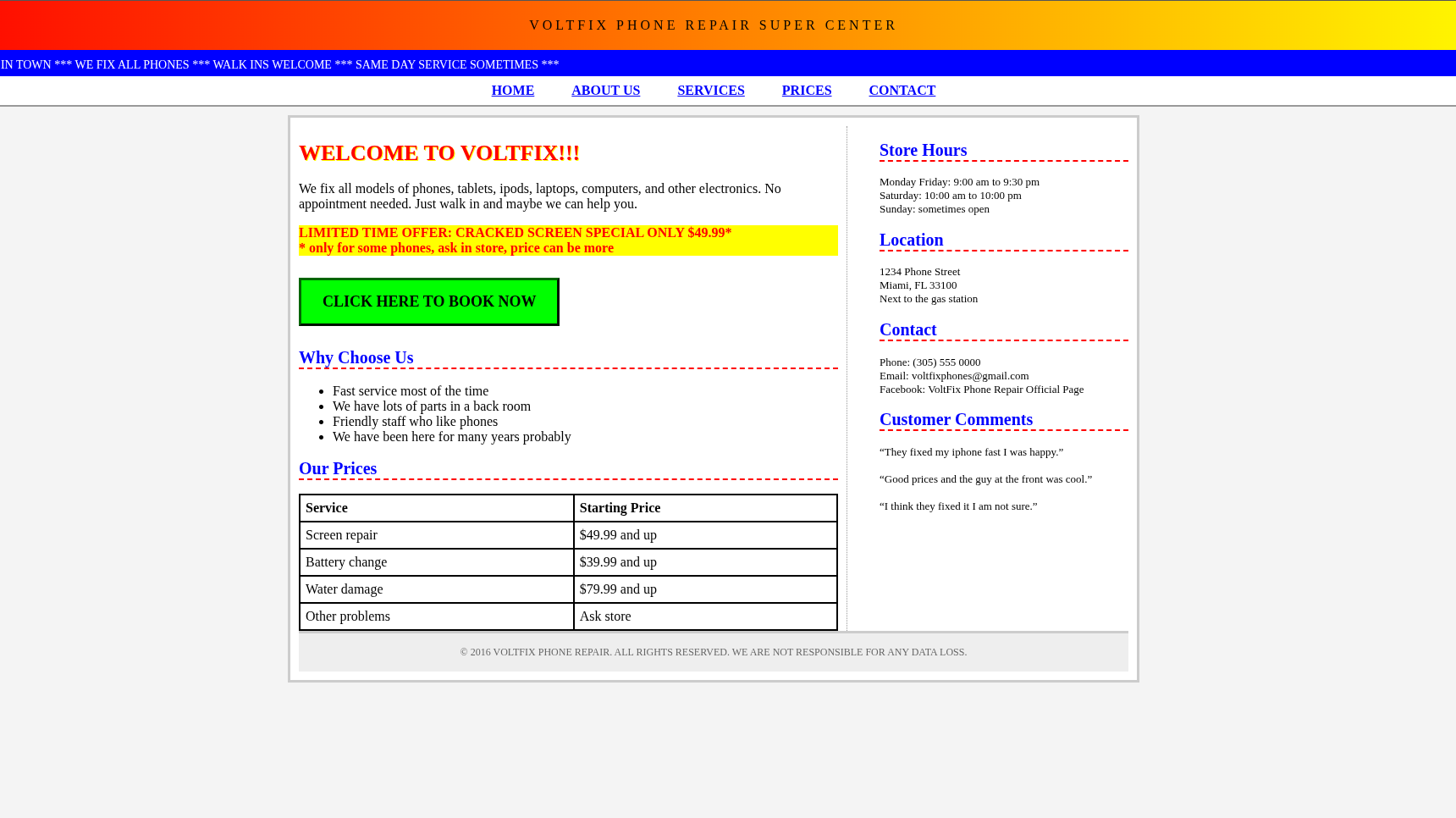 Voltfix Inc website before redesign