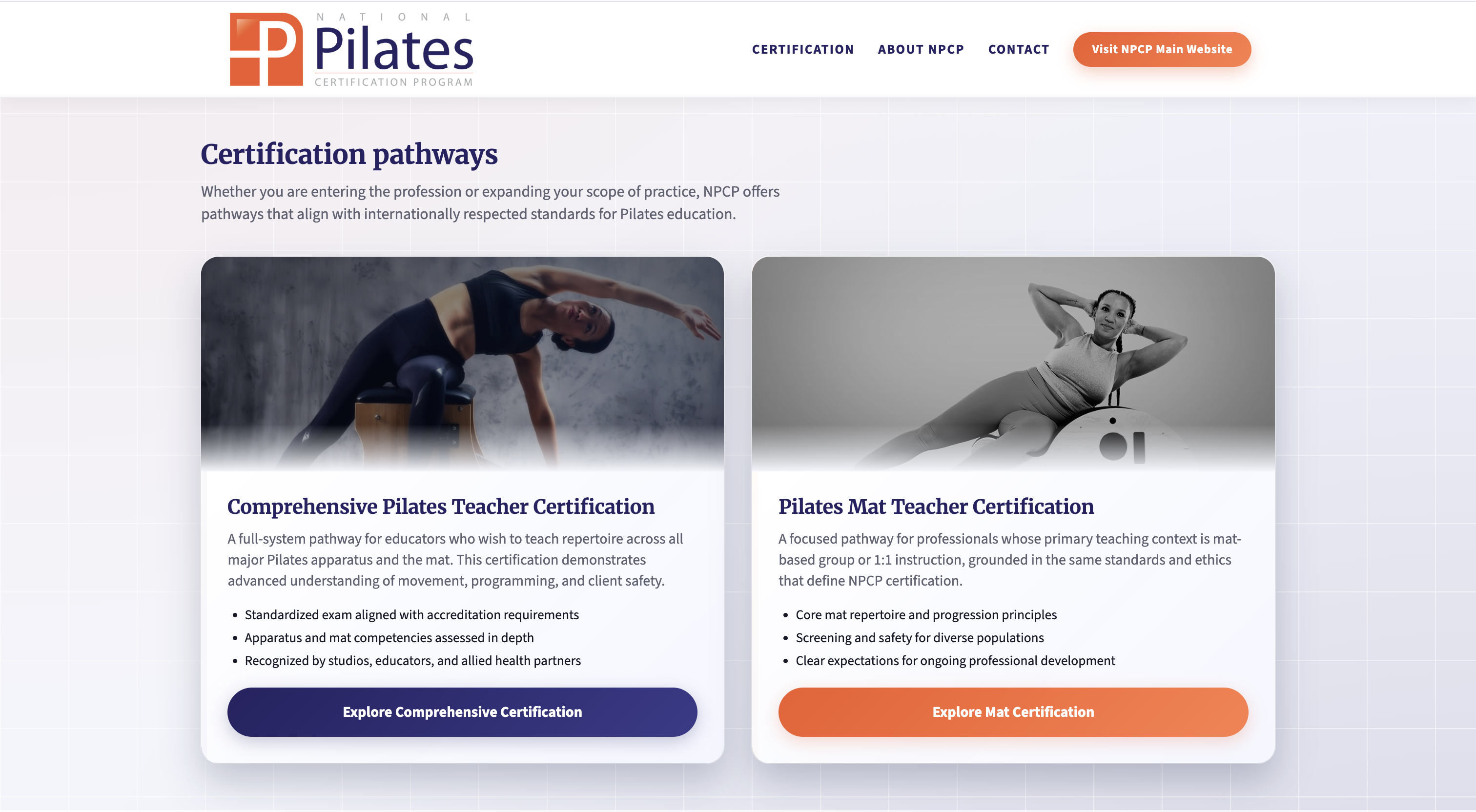 Updated NPCP certification layout